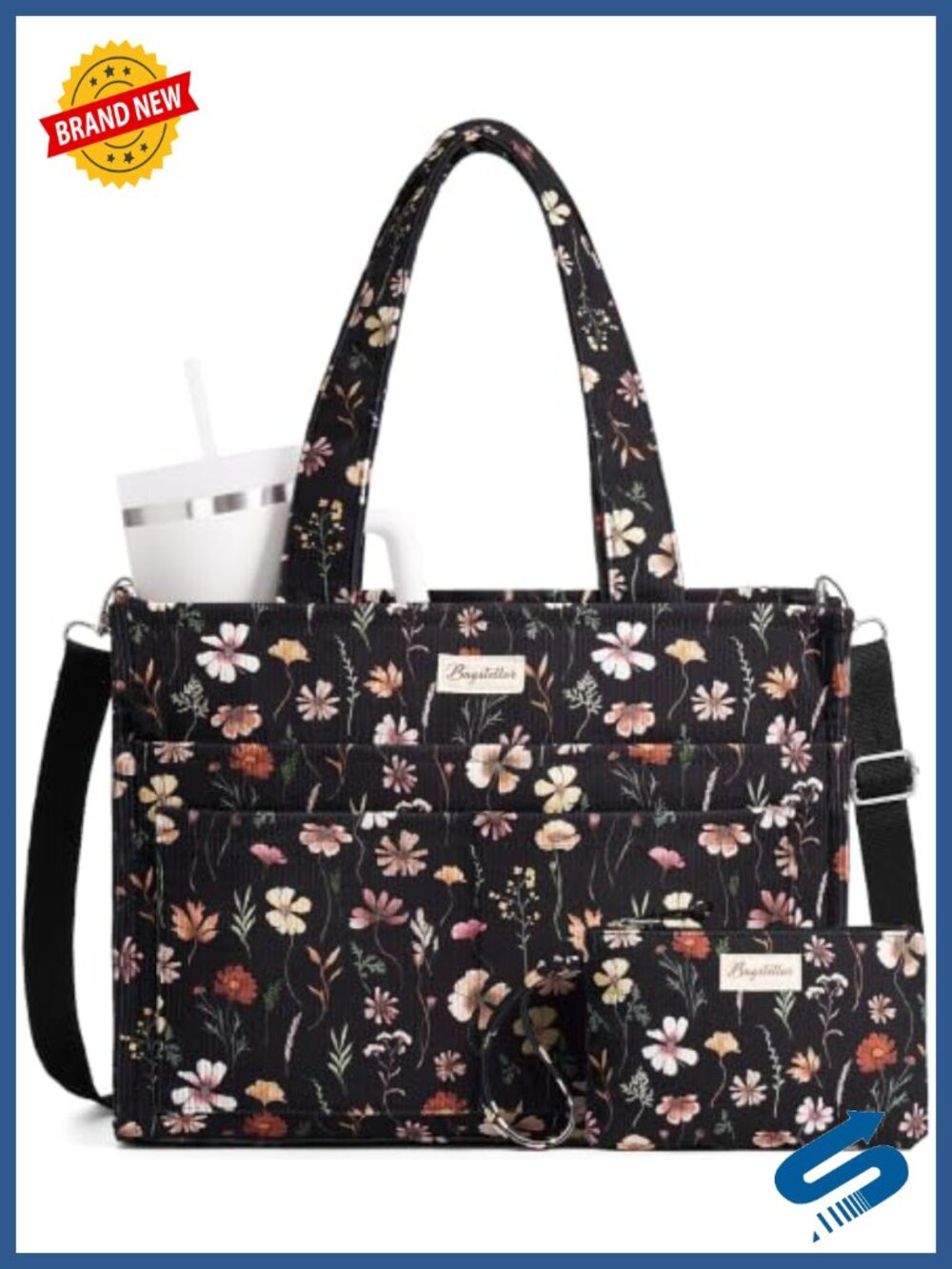Corduroy Tote Bag 15 Pockets Laptop Tumbler Teacher Nurse Work